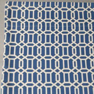 Window Valance, Lined French Blue & White Geometric Print, Handcrafted, New